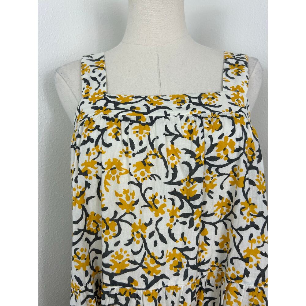 Lilla P Peplum Seam Tiered Floral Tank Midi Dress Yellow XS - Picture 5 of 8